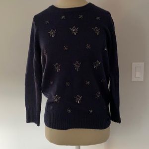 J Crew embellished navy sweater S